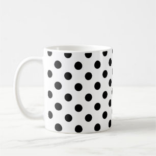 Caneca De Café Padrão de Pontos Polka Pretos em Fundo Branco 