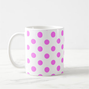 Caneca De Café Padrão de Pontos Polka Rosa em Fundo Branco 