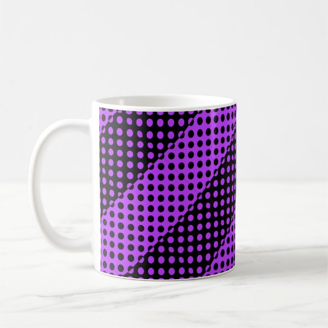 Caneca De Café Padrão de pontos pretos e roxos (Esquerda)