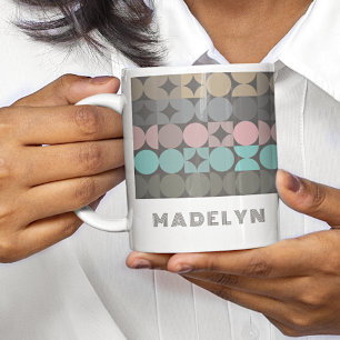 Caneca De Café Padrão de Popart Quadrado dos Círculos de Diversão