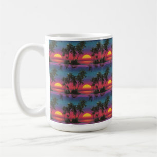 Caneca De Café Padrão de pôr do sol de palmeira Synthwave retrô