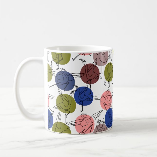 Caneca De Café Padrão de poses de ioga | Padrão sem costura de io (Esquerda)