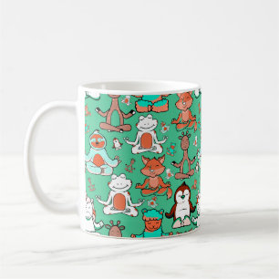 Caneca De Café Padrão de poses de ioga Padrão sem costura de io