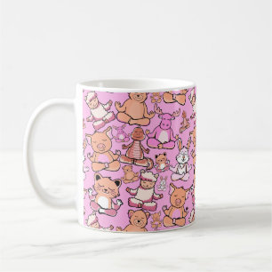 Caneca De Café Padrão de poses de ioga   Padrão sem costura de io