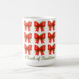Caneca De Café Padrão de Presente com Laço Vermelho em Aquarela T