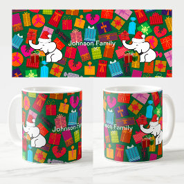 Caneca De Café Padrão de Presente de Natal de Elefante Branco de