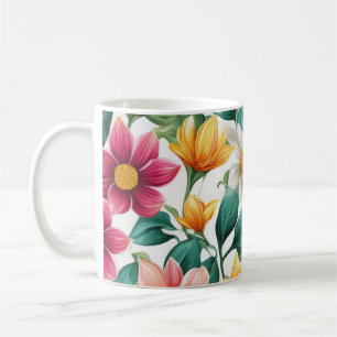 Caneca De Café Padrão de Primavera Flor Cloroso Divertido Floral 