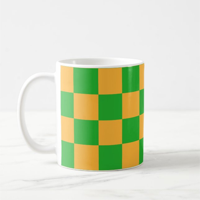 Caneca De Café Padrão de quadrado xadrez de 2 cores  (Esquerda)