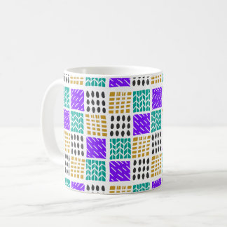 Caneca De Café Padrão de Quadrados Abstratos Geométricos Colorido