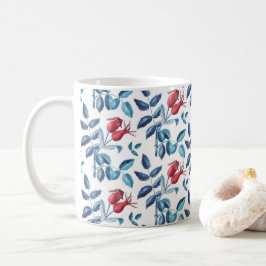 Caneca De Café Padrão de Quadris de Rosa em Aquarela