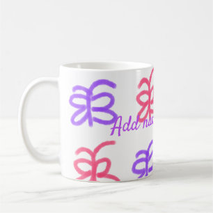 Caneca De Café Padrão de rabisca rosa púrpura adicionam nome text