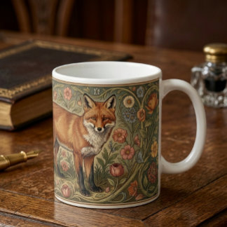 Caneca De Café Padrão de Raposa em Flores Inspirado em William Mo