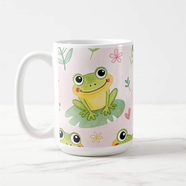 Caneca De Café Padrão de rãs fofas (Esquerda)