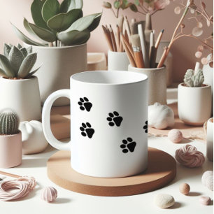Caneca De Café Padrão de Rastreamento de Gato Personalizável