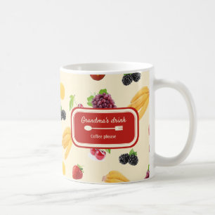 Caneca De Café Padrão de receita de frutas coloridas personalizad