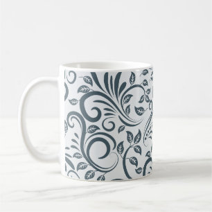 Caneca De Café Padrão de redemoinho de filigrana floral elegante