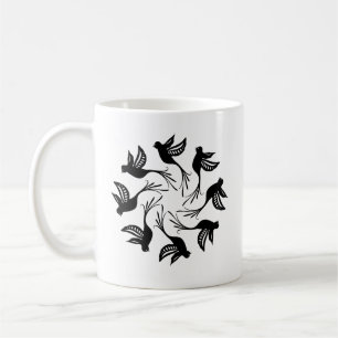 Caneca De Café Padrão de Redemoinho de Pássaros Natureza Espira