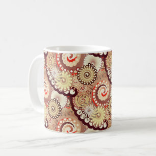 Caneca De Café padrão de redemoinho fractal, chocolate e creme
