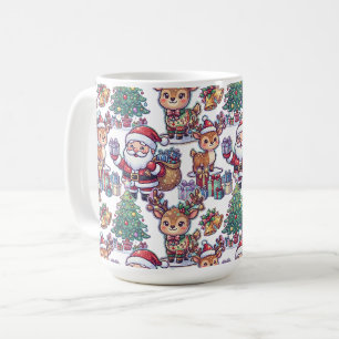 Caneca De Café Padrão de Rena do Papai Noel Natal 