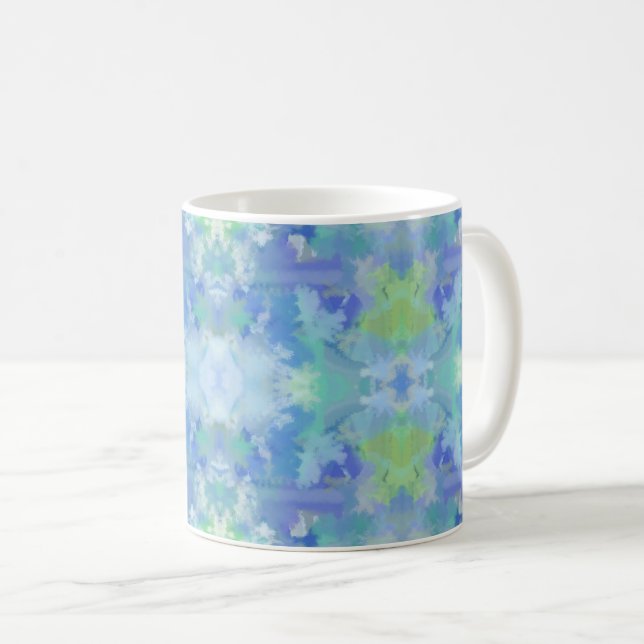 Caneca De Café Padrão de Repetição de Abstrato de Aquarela Floral (Frente Esquerda)