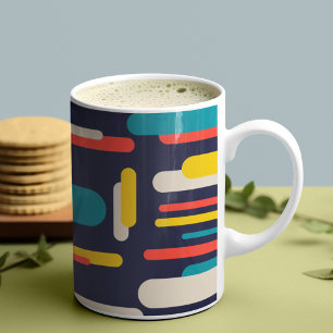 Caneca De Café Padrão de Retângulo Arredondado Geométrico