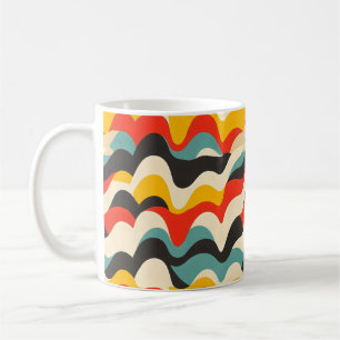 Caneca De Café Padrão de Retro de Cores de Onda