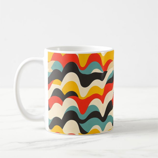 Caneca De Café Padrão de Retro de Cores de Onda (Esquerda)