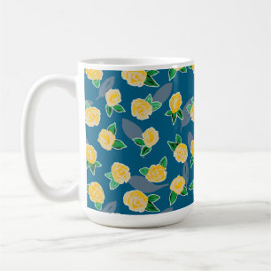 Caneca De Café Padrão de Rosa Amarelo