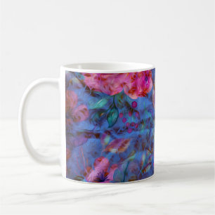 Caneca De Café Padrão de Rosa de Violeta Floral Elegante
