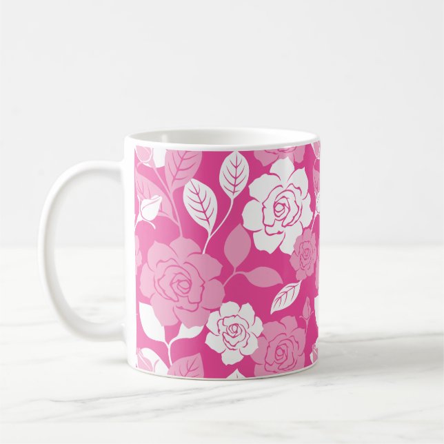 CANECA DE CAFÉ PADRÃO DE ROSA (ROSA) (Esquerda)