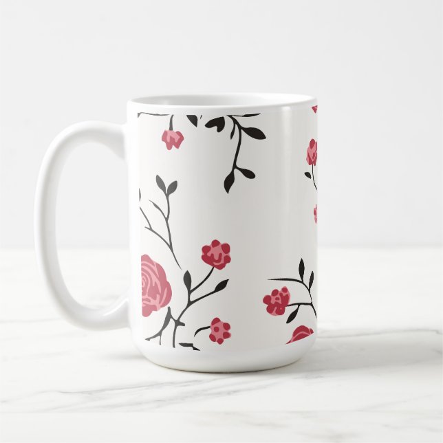 Caneca De Café padrão de rosa vermelha (Esquerda)