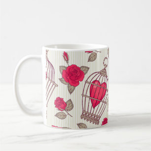 Caneca De Café Padrão de Rosas de Gaiolas Florais