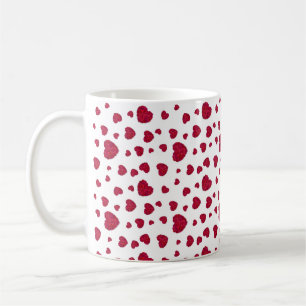 Caneca De Café Padrão de Rosas Florais Vermelhas e Rosa Escuro El