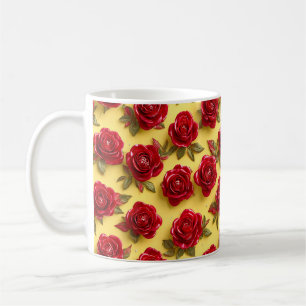 Caneca De Café Padrão de rosas vermelhas