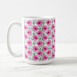 Caneca De Café Padrão de Rosas Vermelhas Florais-55501