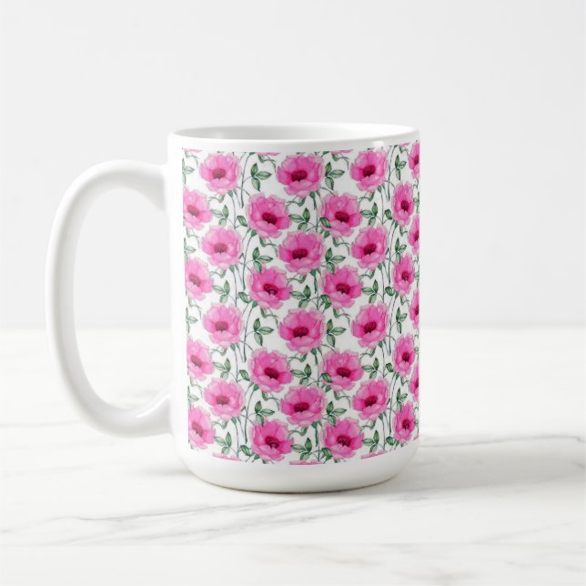 Caneca De Café Padrão de Rosas Vermelhas Florais-55501 (Esquerda)