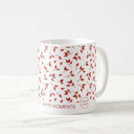 Caneca De Café Padrão de Roseqos Vermelhos. Chá de Natal Corporat