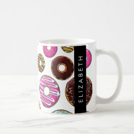 Caneca De Café Padrão De Rosquinhas, Rosquinhas Coloridas, Seu No