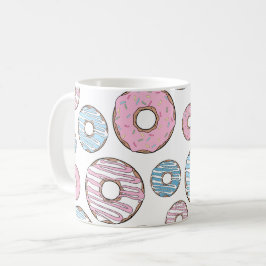 Caneca De Café Padrão De Rosquinhas, Rosquinhas Rosa, Rosquinhas 