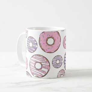 Caneca De Café Padrão De Rosquinhas, Rosquinhas Rosa, Rosquinhas 