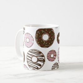 Caneca De Café Padrão De Rosquinhas, Rosquinhas Rosa, Rosquinhas