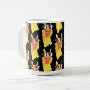 Caneca De Café Padrão de rosto de lhama engraçada com óculos