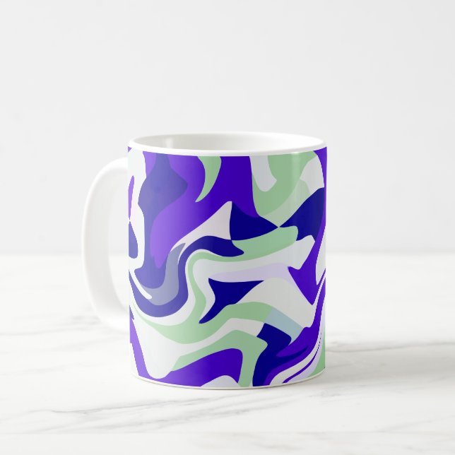 Caneca De Café Padrão de rotação de abstrato em tons Legal (Frente Esquerda)