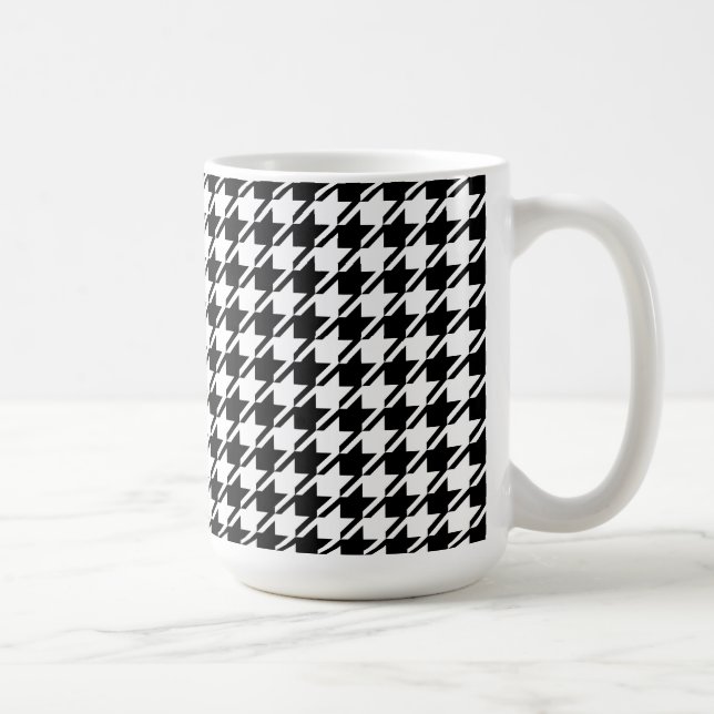 Caneca De Café Padrão de Rpt BW do Houndstooth (Direita)
