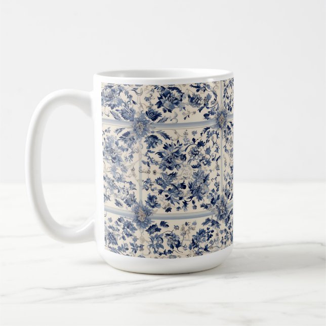 Caneca De Café Padrão de Rug Persa do marinho (Esquerda)