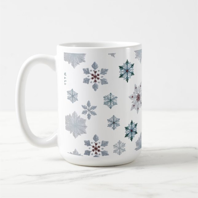 Caneca De Café Padrão de Silhuetas de Floco de Neve Clássico Nata (Esquerda)