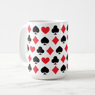 Caneca De Café Padrão de Símbolos de Cartas de Jogar Retrô