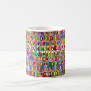 Caneca De Café padrão de símbolos de paz multicoloridos