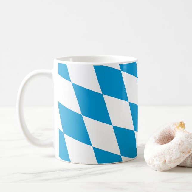 Caneca De Café Padrão de Sinalizador de Diamante da Baviera Azul  (Com Donut)