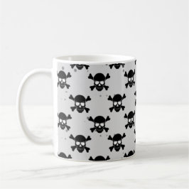 Caneca De Café Padrão de Skulls de Estilo Pirata